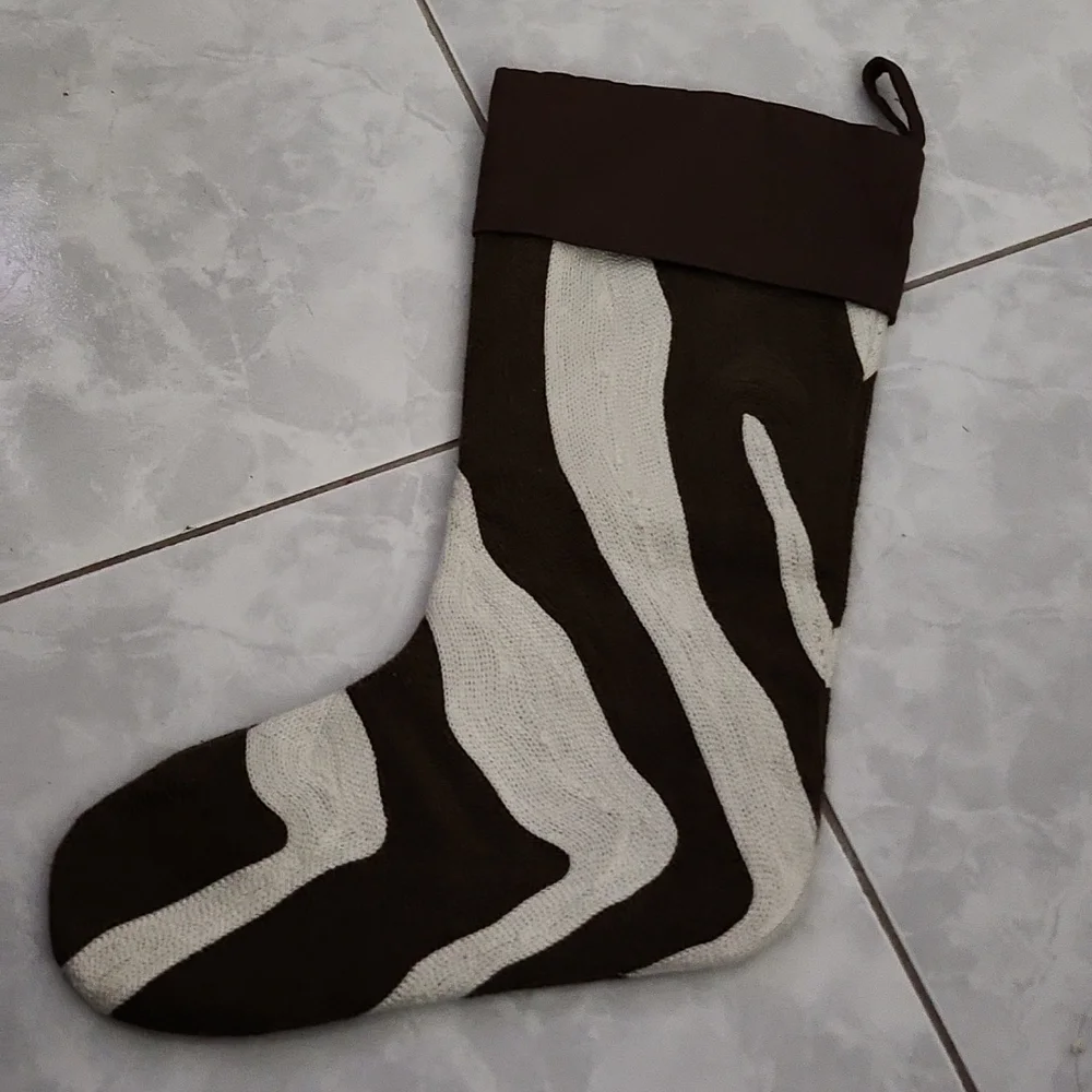 West Elm Stocking Sock in Brown & Cream
